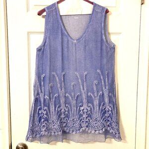 Excellent Condition, SZ PM, Soft Surroundings, Silk Layering Tank, Blue